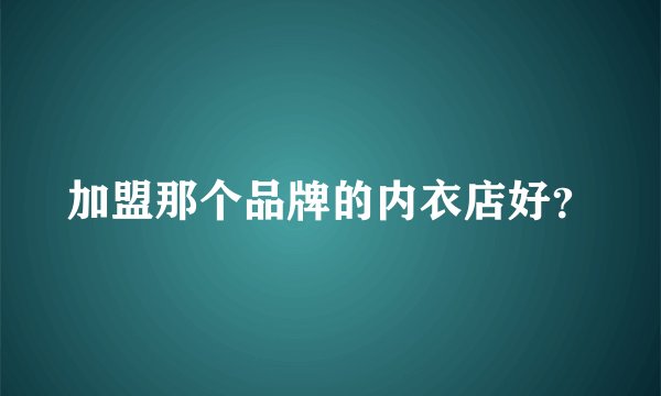 加盟那个品牌的内衣店好？