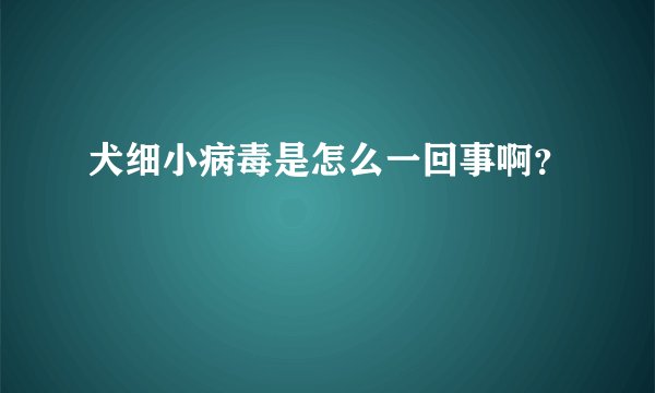 犬细小病毒是怎么一回事啊？