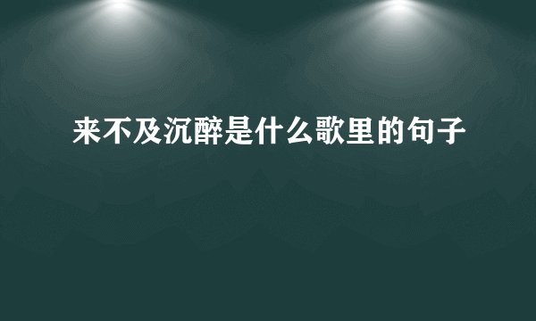 来不及沉醉是什么歌里的句子