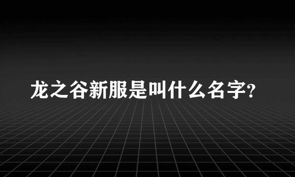 龙之谷新服是叫什么名字？