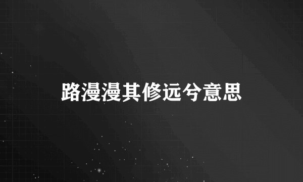 路漫漫其修远兮意思