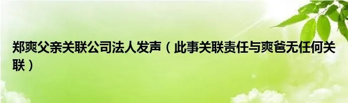 郑爽父亲关联公司法人发声（此事关联责任与爽爸无任何关联）