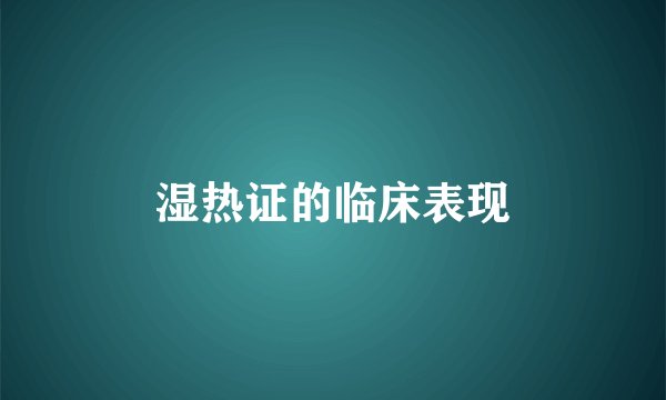 湿热证的临床表现