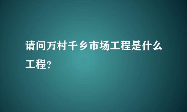 请问万村千乡市场工程是什么工程？