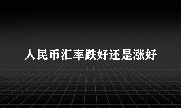 人民币汇率跌好还是涨好