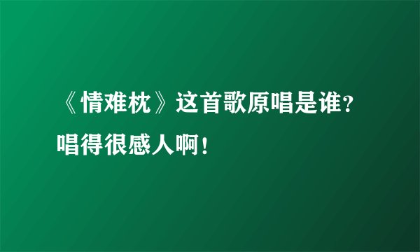 《情难枕》这首歌原唱是谁？唱得很感人啊！