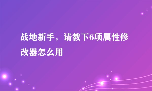 战地新手，请教下6项属性修改器怎么用