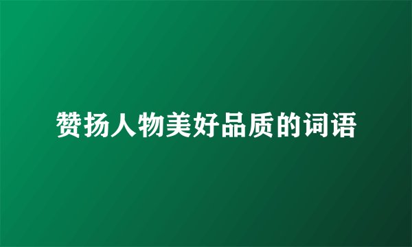 赞扬人物美好品质的词语
