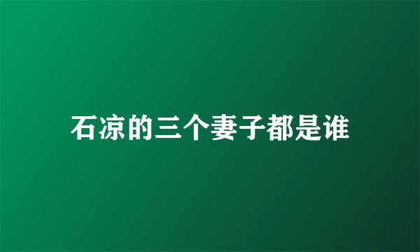 石凉的三个妻子都是谁
