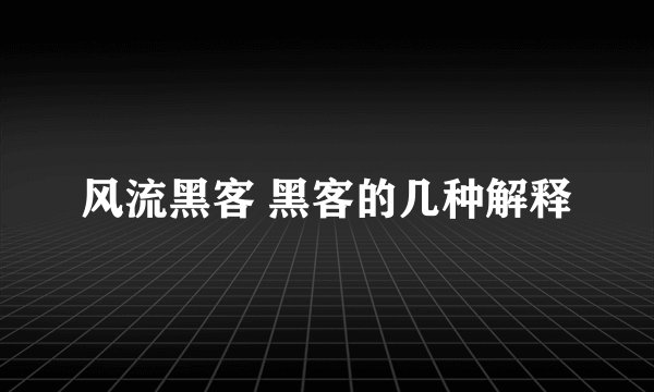 风流黑客 黑客的几种解释