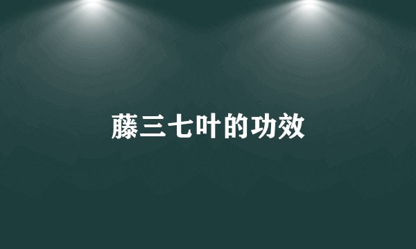 藤三七叶的功效