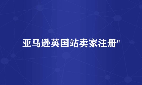 亚马逊英国站卖家注册