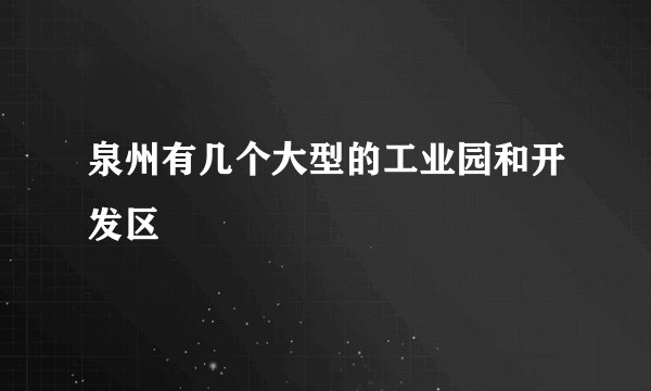 泉州有几个大型的工业园和开发区