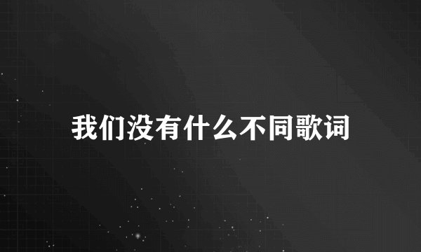 我们没有什么不同歌词