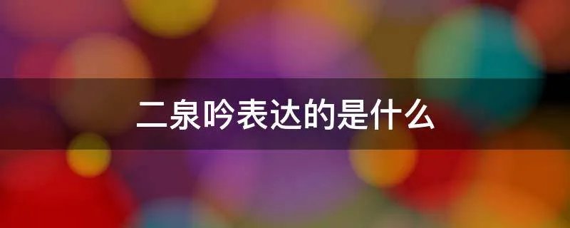 二泉吟表达的是什么