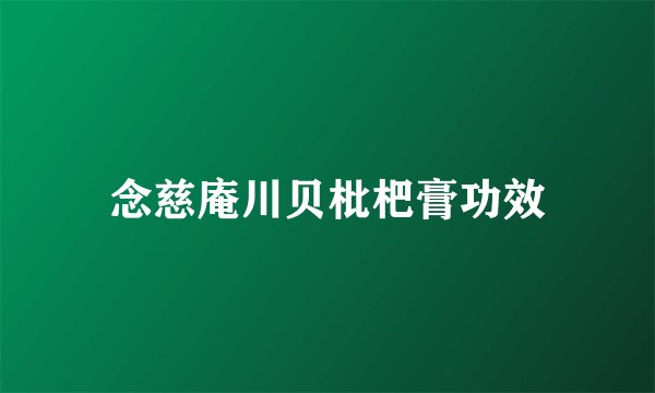念慈庵川贝枇杷膏功效