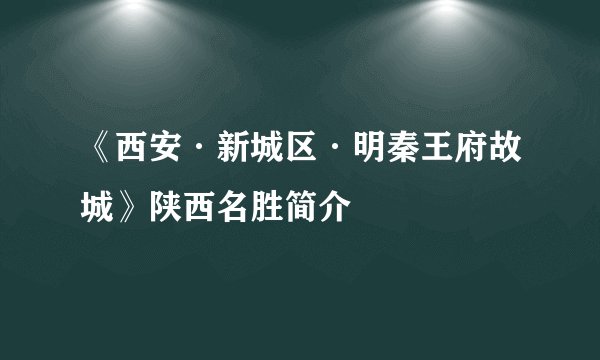 《西安·新城区·明秦王府故城》陕西名胜简介