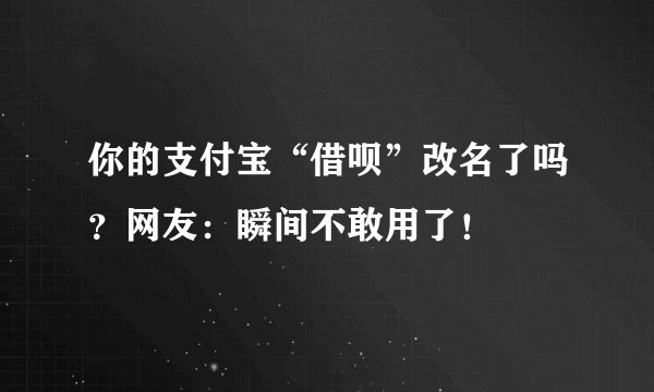 你的支付宝“借呗”改名了吗？网友：瞬间不敢用了！