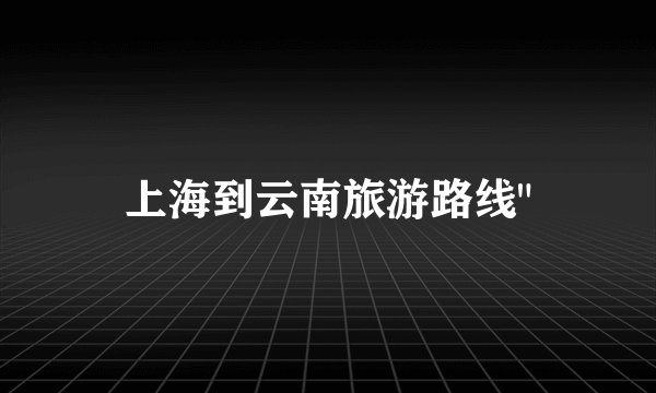 上海到云南旅游路线