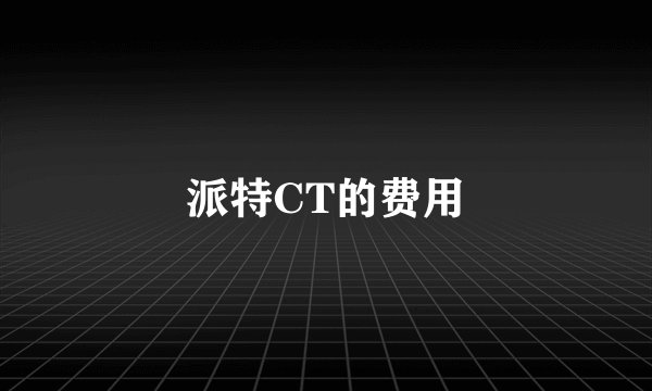 派特CT的费用