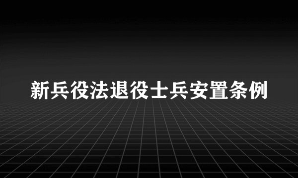新兵役法退役士兵安置条例