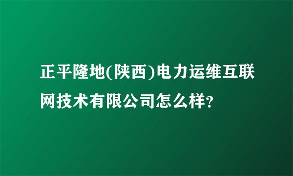 正平隆地(陕西)电力运维互联网技术有限公司怎么样?