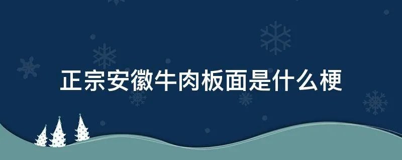 正宗安徽牛肉板面是什么梗
