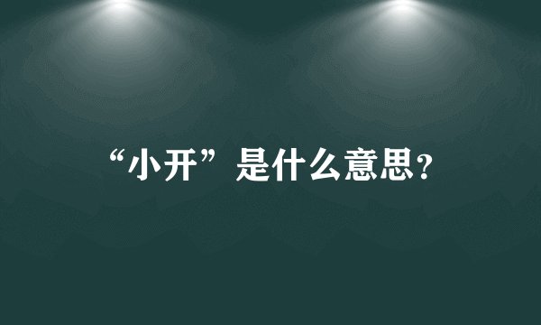 “小开”是什么意思？