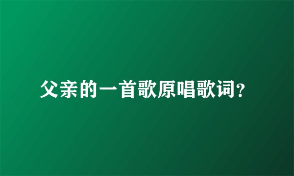 父亲的一首歌原唱歌词？