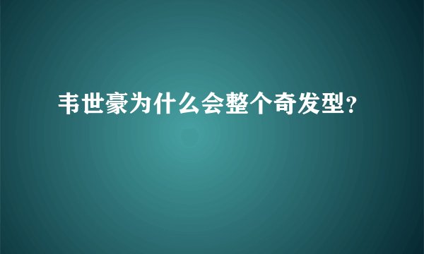韦世豪为什么会整个奇发型？
