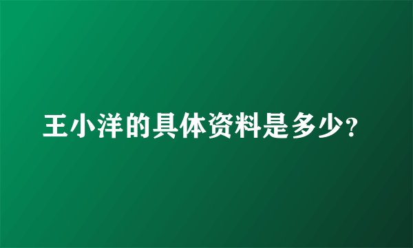 王小洋的具体资料是多少?