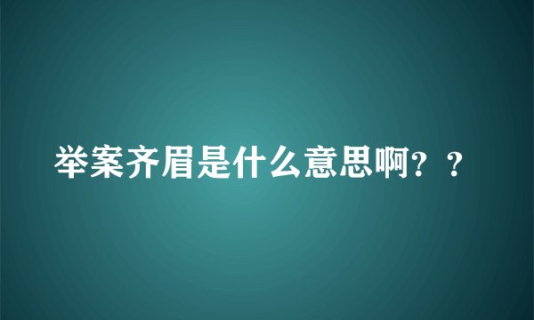 举案齐眉是什么意思啊？？