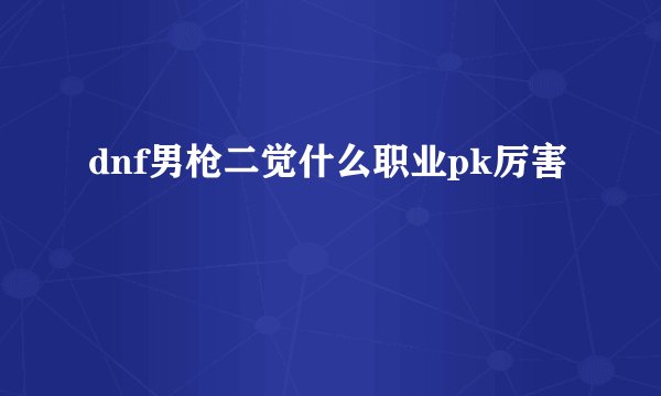 dnf男枪二觉什么职业pk厉害