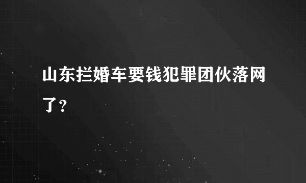 山东拦婚车要钱犯罪团伙落网了？