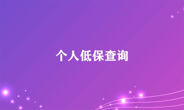 个人低保查询