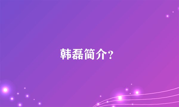 韩磊简介？