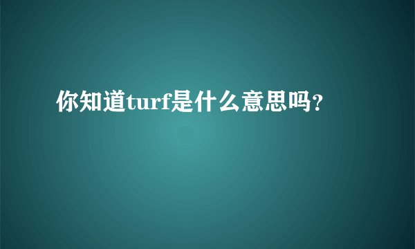 你知道turf是什么意思吗？