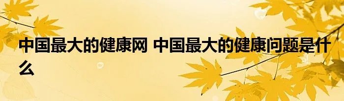 中国最大的健康网 中国最大的健康问题是什么