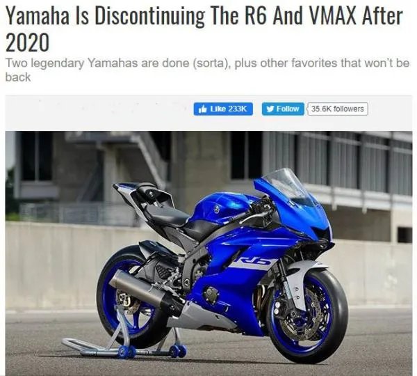 雅马哈YZF-R6即将停产 未来只提供R6 Race(赛道)版本