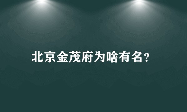 北京金茂府为啥有名？