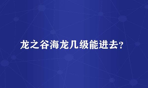 龙之谷海龙几级能进去？