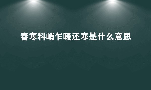春寒料峭乍暖还寒是什么意思