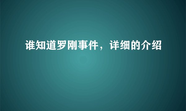 谁知道罗刚事件，详细的介绍