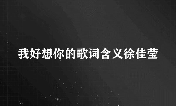 我好想你的歌词含义徐佳莹