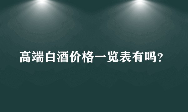 高端白酒价格一览表有吗？
