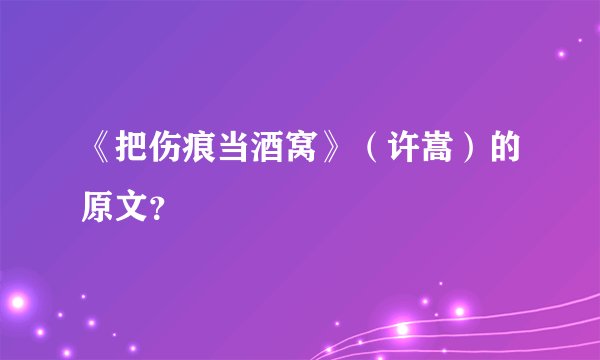 《把伤痕当酒窝》（许嵩）的原文？