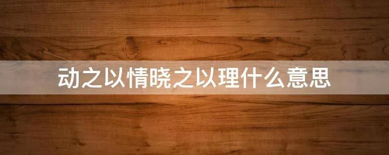 动之以情晓之以理什么意思