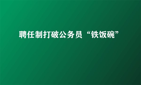 聘任制打破公务员“铁饭碗”