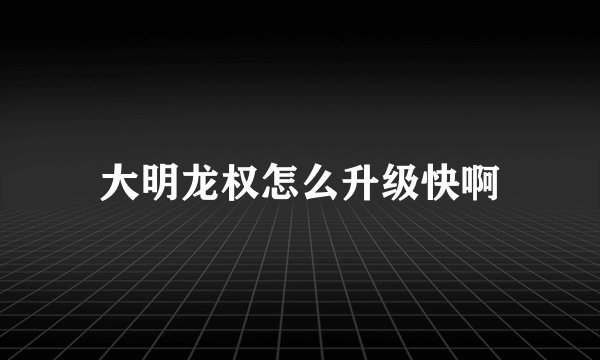 大明龙权怎么升级快啊