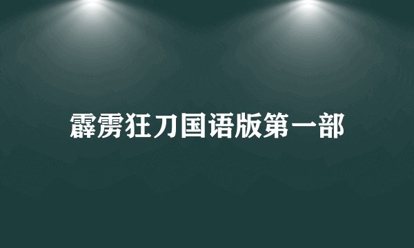 霹雳狂刀国语版第一部